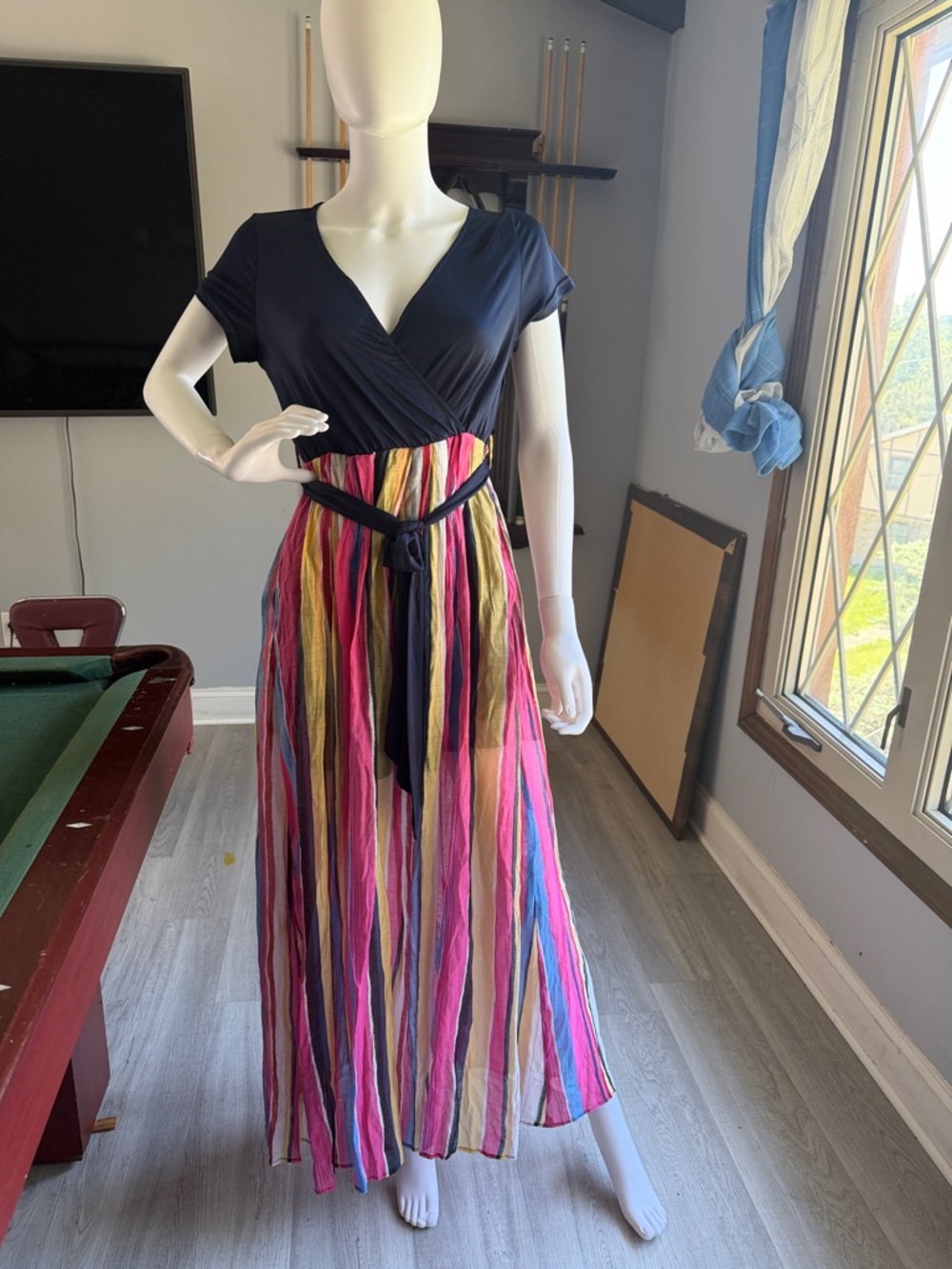 Listicle Maxi Dress Color Block Striped Skirt Wrap‎ Top Size S C# 1 E